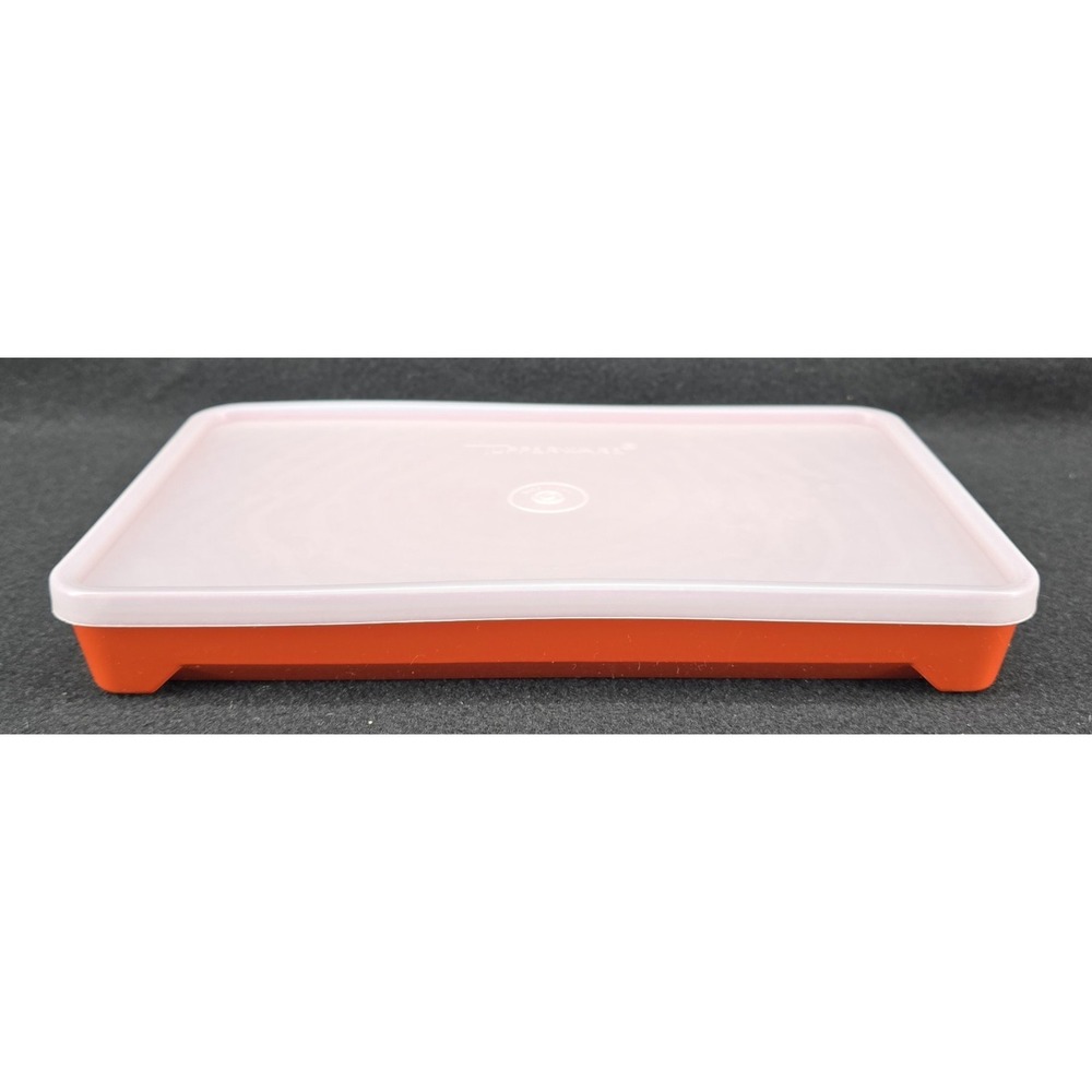Vtg Tupperware Deli Meat Keeper 1292 W/Lid Paprika Orange Marinade Hot Dog Grill